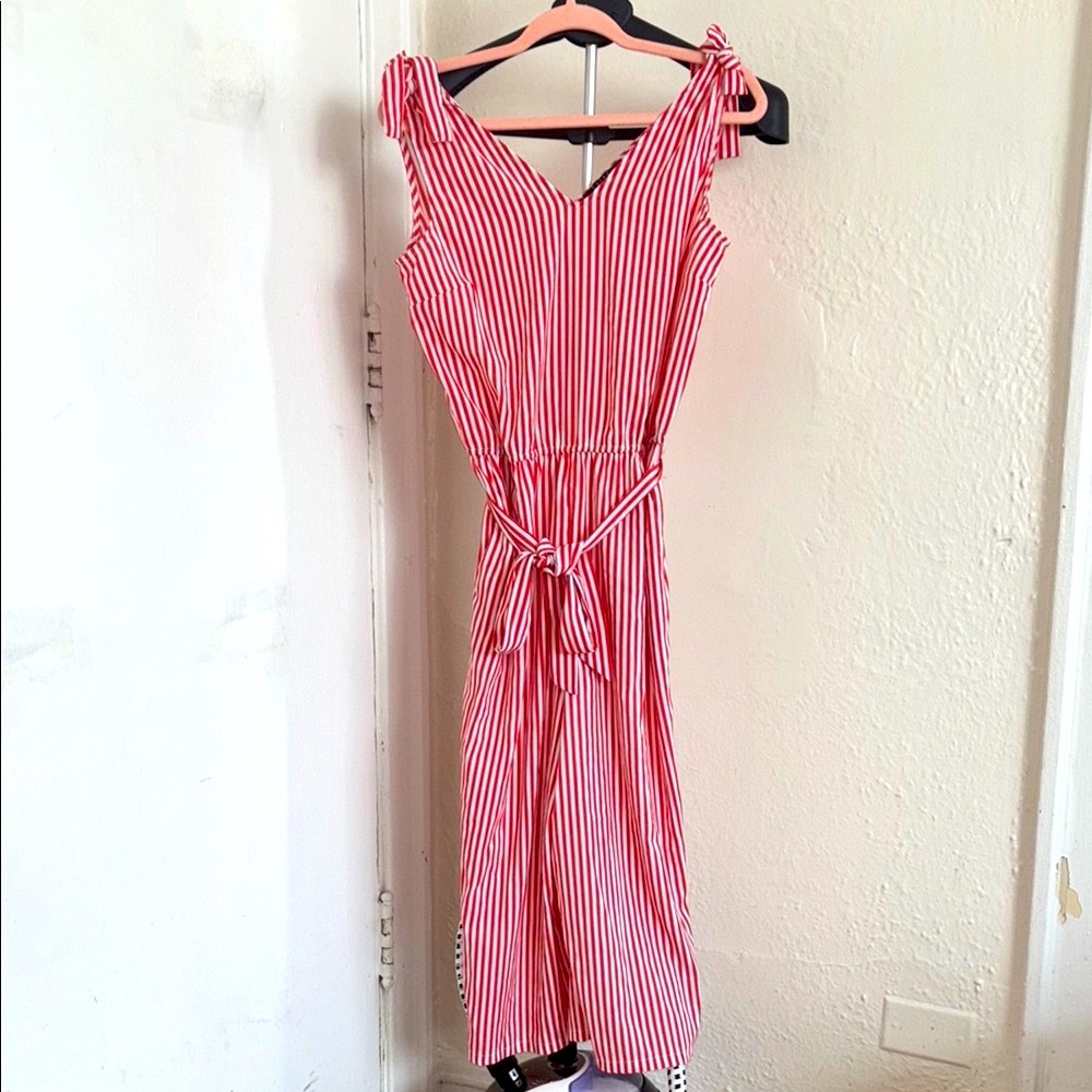 Striped Red Sleeveless Dress